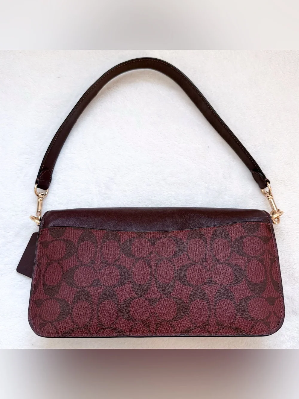 Coach Morgan Women's Shoulder Bag In Signature Canvas CJ617 Gold/Oxblood EUC